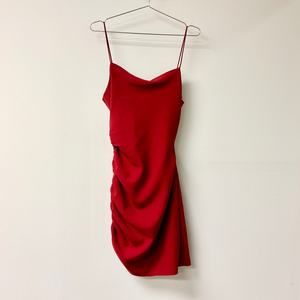 5a7 Cinq à Sept Sleeveless Cowl Neck Ruched Side Mini Dress Red Women's Size 2